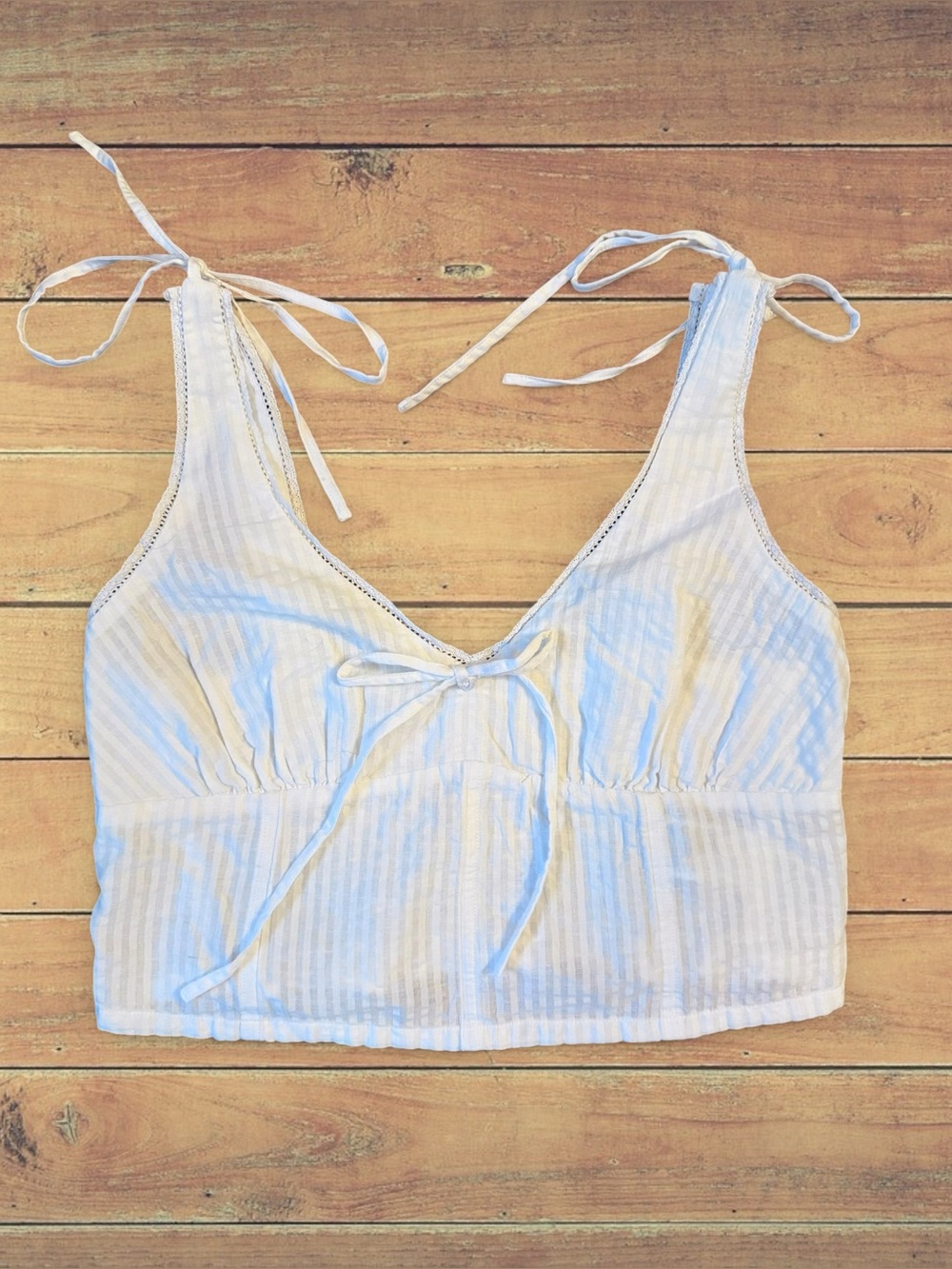 NWOT AE Tie Shoulder Corset White Tank Top Crop